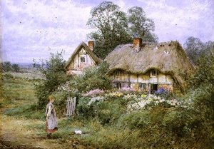Das weiße Kätzchen füttern von Henry John Sylvester Stannard