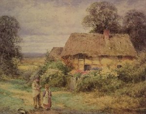 Reetgedecktes Cottage im Sommer von Henry John Sylvester Stannard