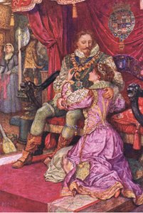Amy untersucht die Befehle des Earl of Leicester, Illustration aus Kenilworth, ca. 1910 von Henry Justice Ford
