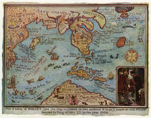 Eine imaginäre Karte von Amerika, 1500