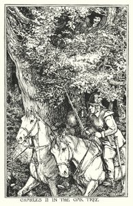 Karl II. im Eichenbaum (Lithografie) von Henry Justice Ford