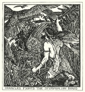Herakles kämpft gegen die Stymphalischen Vögel (Lithografie) von Henry Justice Ford