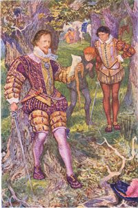 Leicester liest Amys Brief, Illustration aus Kenilworth, ca. 1910 von Henry Justice Ford