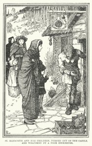 Die heilige Elisabeth und ihre Kinder, aus der Burg vertrieben, werden von einem armen Wirt willkommen geheißen von Henry Justice Ford