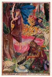 Die Hexe holt Pulga vom Baum herunter (Farblithografie) von Henry Justice Ford