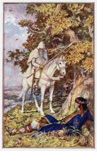 Der Mann auf dem weißen Pferd kommt, um St. Cuthbert zu heilen von Henry Justice Ford