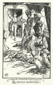 Udea von ihren sieben Brüdern leblos gefunden (Gravur) von Henry Justice Ford