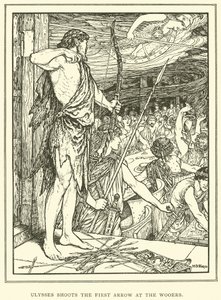 Odysseus schießt den ersten Pfeil auf die Freier von Henry Justice Ford