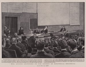 Mrs Ayrton hält einen Vortrag vor der Gesellschaft der Elektroingenieure von Henry Marriott Paget