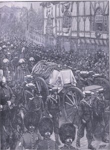Die Beerdigung der Königin, die letzte Etappe, Illustration aus Cassells Geschichte Englands, 1900er Jahre von Henry Marriott Paget