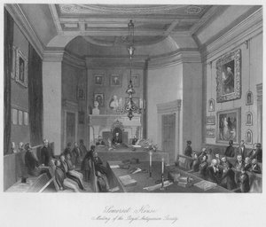 Somerset House. Treffen der Royal Antiquarian Society, um 1841