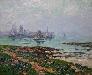 Küstenlandschaft mit Fischerbooten