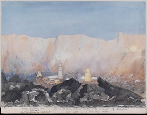 Band mit 143 Aquarellen von Henry Need, Bonetta-Friedhof, Der Mund eines erloschenen Kraters auf der Insel Ascension und als Begräbnisstätte genutzt. von Henry Need