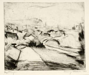 Landschaft mit Straße und Häusern von Henry Nielsen