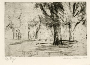 Park mit zwei Spaziergängern und Laterne von Henry Nielsen
