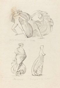 Draperie, drei Figuren, eine Bacchantin und zwei aus der Natur
