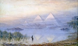 Die Pyramiden während der Nilflut, Ägypten