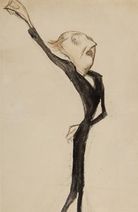 Eine Theaterfigur, möglicherweise Sir Beerbohm Tree, ca. 1908 von Henry Ospovat