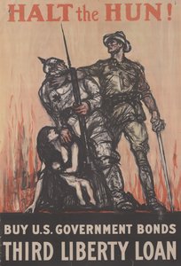 Stoppt den Hunnen! Kauft US-Regierungsanleihen, Dritter Liberty Loan, ca. 1918