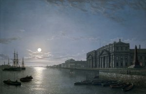 Die Themse und das Greenwich Hospital bei Mondlicht, ca. 1854-65 von Henry Pether