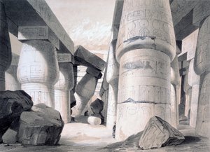 Innenansicht der großen Halle von Karnak, Ägypten, 1845