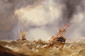 Im Sturm vor der Küste von Kent entmastet von Henry Redmore