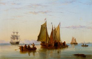 Fischerboote und andere Schiffe auf der Schelde bei Rotterdam, 1852