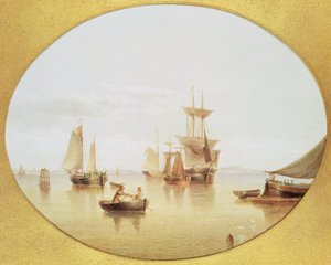 Hafenszene - an Land rudern von Henry Redmore
