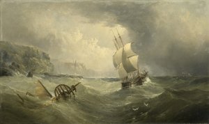 Schiffe vor der Küste in stürmischer See, 1874 von Henry Redmore