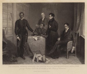 Jan Tzatzoe, Andries Stoffles, der Reverend Dr. Philip und die Reverends Messrs Read, senior und junior, geben vor dem Ausschuss des House of Commons Beweise ab von Henry Room