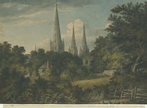 Lichfield Kathedrale - Nordostansicht: Aquarell, 1797 von Henry Salt