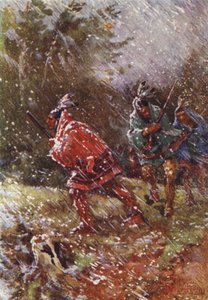 Auf dem Kriegspfad im Winter (Farblithografie) von Henry Sandham