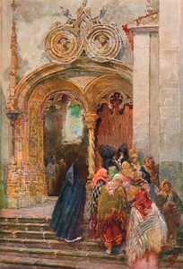 Südportal der Matriz-Kirche, Ponta Delgada, ca. 1899 von Henry Sandham