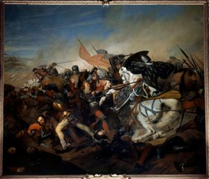 Ansicht der Schlacht von Kassel am 23.08.1328, Sieg von Philipp VI. von Valois über die flämische Armee Gemälde von Henry Scheffer (1798-1862) 1837
