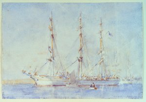 Französisches Schiff Marecual de Cashes [Mareschal de Cashes?] in Falmouth Juli 1914, frühes 20. Jahrhundert