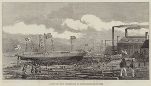 Stapellauf der HMS Tourmaline in Middlesborough-on-Tees von Henry Spernon Tozer