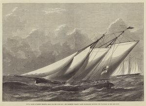 Regatta des Royal Yacht Squadron, Rennen um den Stadtkelch, die Yacht Hildegarde des Prinzen von Wales rundet das Flaggenboot an der Lepe-Boje