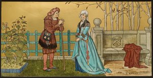 Der Pantaloon, Plakette mit einer Illustration aus Shakespeares Sieben Lebensalter, Minton Ware, Staffordshire, 1874
