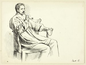 Sitzender Mann mit Pfeife von Henry Stacy Marks