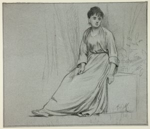 Sitzende Frau nach rechts gewandt von Henry Stacy Marks