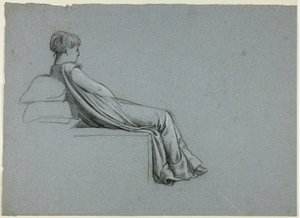 Sitzende Frau, die sich auf Kissen lehnt von Henry Stacy Marks