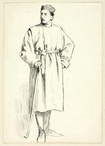 Stehender Mann mit Stock, Hand in der Hüfte von Henry Stacy Marks