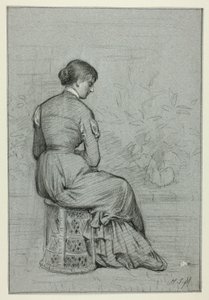 Frau auf einem Tabouret sitzend von Henry Stacy Marks
