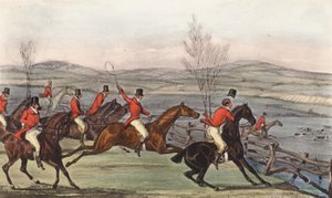"Jetzt für die Ehre von Shropshire!" Der Shavington-Tag; Ein Wettkampf rivalisierender Rudel und somit rivalisierender Reiter von Henry Thomas (after) Alken