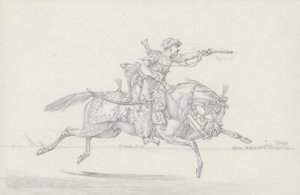 Ein angreifender Mameluk, der eine Pistole abfeuert