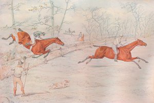 Ein Hindernisrennen: Über einen starken Ochsenzaun. Runter für hundert!, 1927 von Henry Thomas Alken