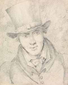 Selbstporträt, frontal nach rechts unten blickend, mit Zylinder von Henry Thomas Alken