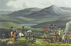 Sporttreffen in den Highlands, aquatintiert von I. Clark, veröffentlicht von Thomas McLean, 1820