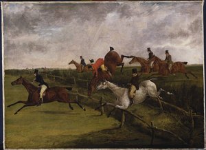 Das große Leicestershire-Hindernisrennen, 12. März 1829: Anzeichen von Not von Henry Thomas Alken