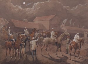 Die Nachtreiter von Nacton: Vorbereitung zum Start. Ipswich, der Wasserplatz hinter den Kasernen von Henry Thomas Alken